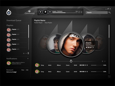Example of main music playing screen