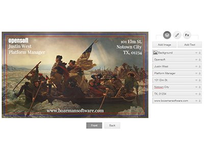 Example of business card layout