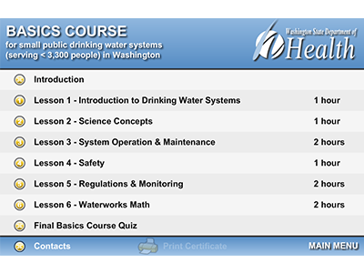 Example of main menu