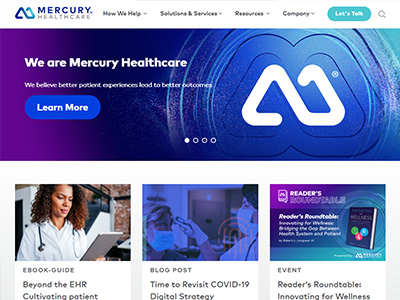 Example of homepage screen