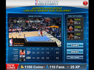 Example of social network sharing