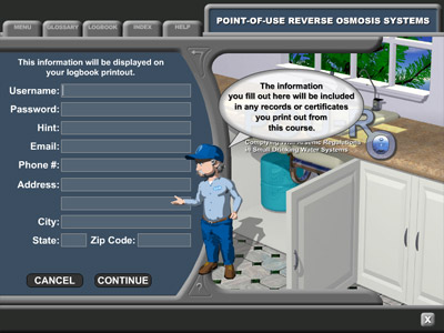 Example of login screen
